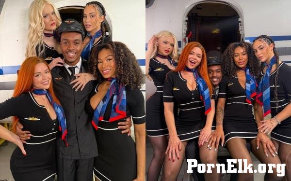 JadeTeen, Beaux Peeps, Sinatra Monroe, Nadia Jay - 4 Flight Attendant For 1 BBC [SD 1444p]