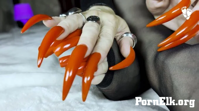 Lora Long Nails - Red Square And Stiletto Nails  [FullHD 1080]