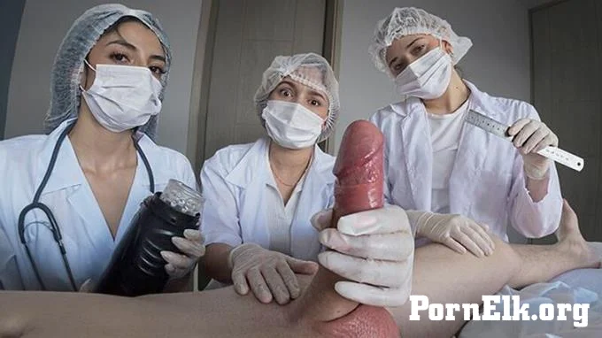 Public Crazy Place - 1 DAY: THREE NURSES examined my dick in hospital. 6 handed masturbation  [FullHD 1080]