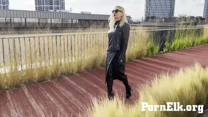 Leather Love - Katya Walking Outdoors In Three Leather Outfits  [FullHD 1080]